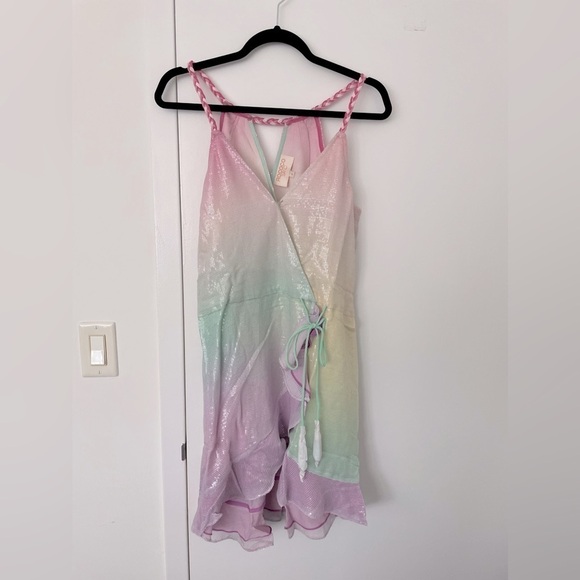 Rococo Sand gradient mini dress in bling tricolor NWT - Picture 6 of 9